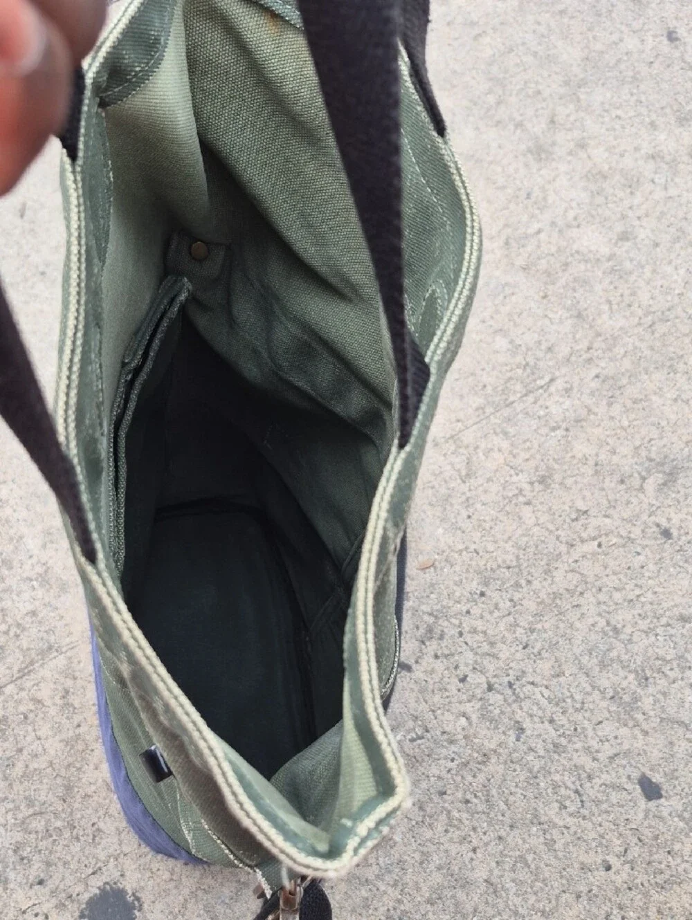 Two-Tone Green & Blue Canvas Messenger Tote